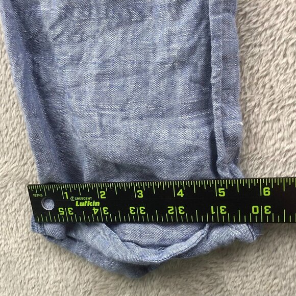 Rachel Roy Women Pants Size XS Straight Leg 100% Linen Blue Elastic Waist Casual - Picture 7 of 11